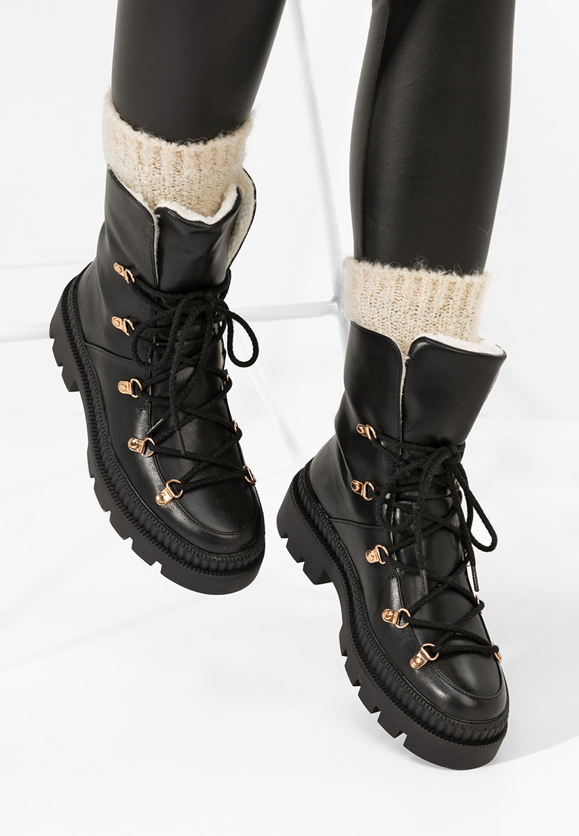 Czarne botki damskie ocieplane Solira Czarne botki damskie ocieplane Solira