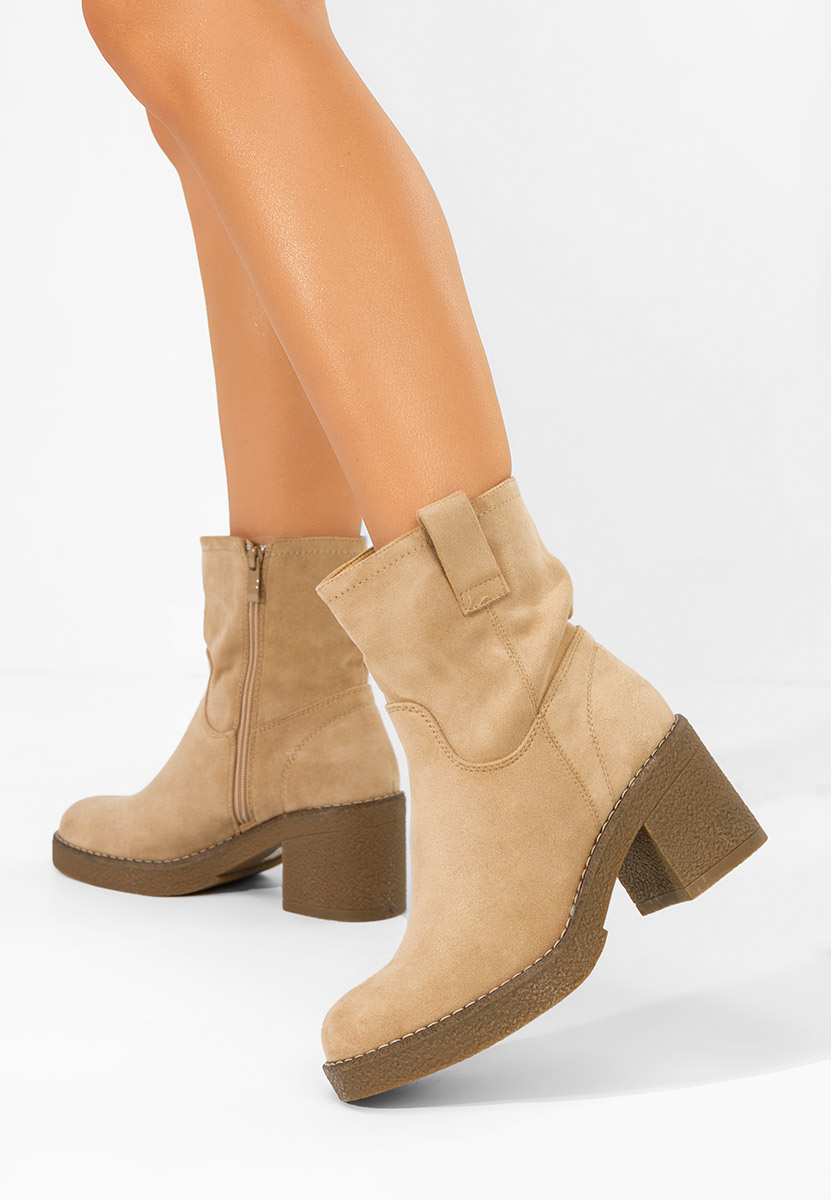 Beżowe botki na słupku Livona