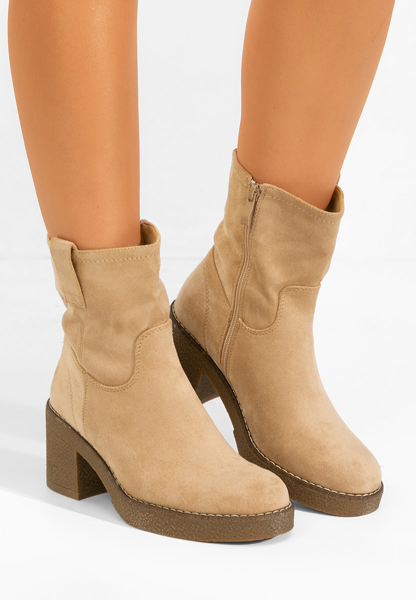 Beżowe botki na słupku Livona