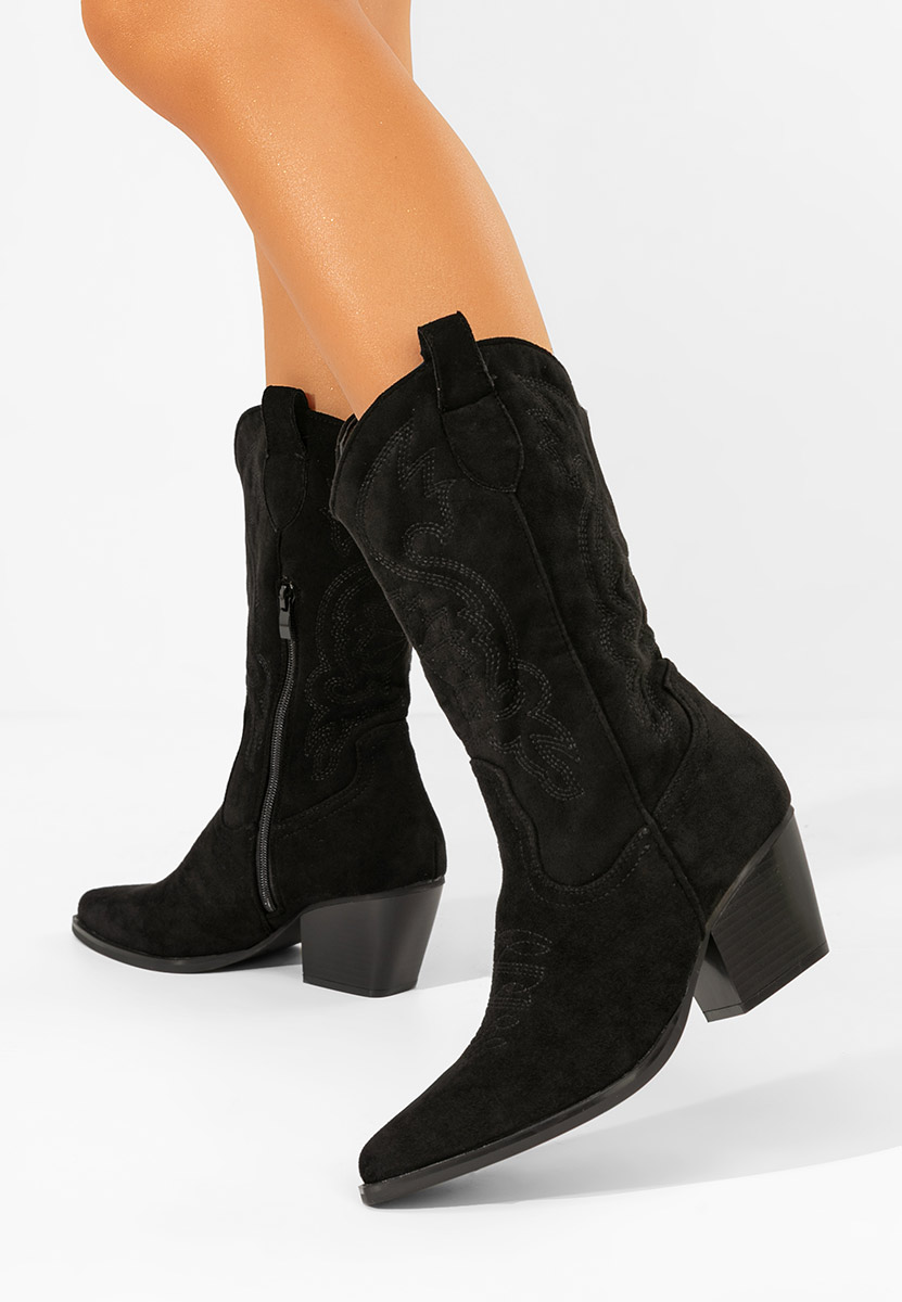 Czarne kozaki kowbojki damskie Savelis