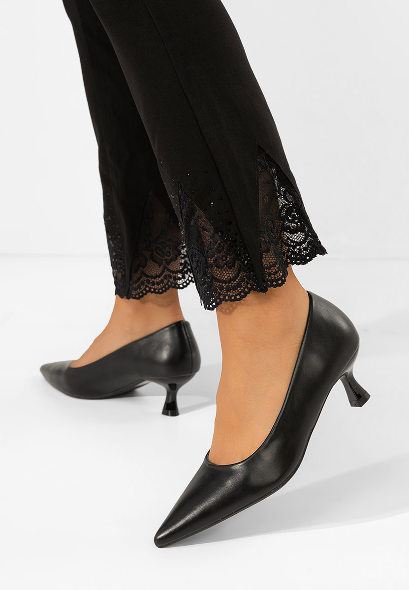 Limonkowe czółenka na niskim obcasie Gra negri