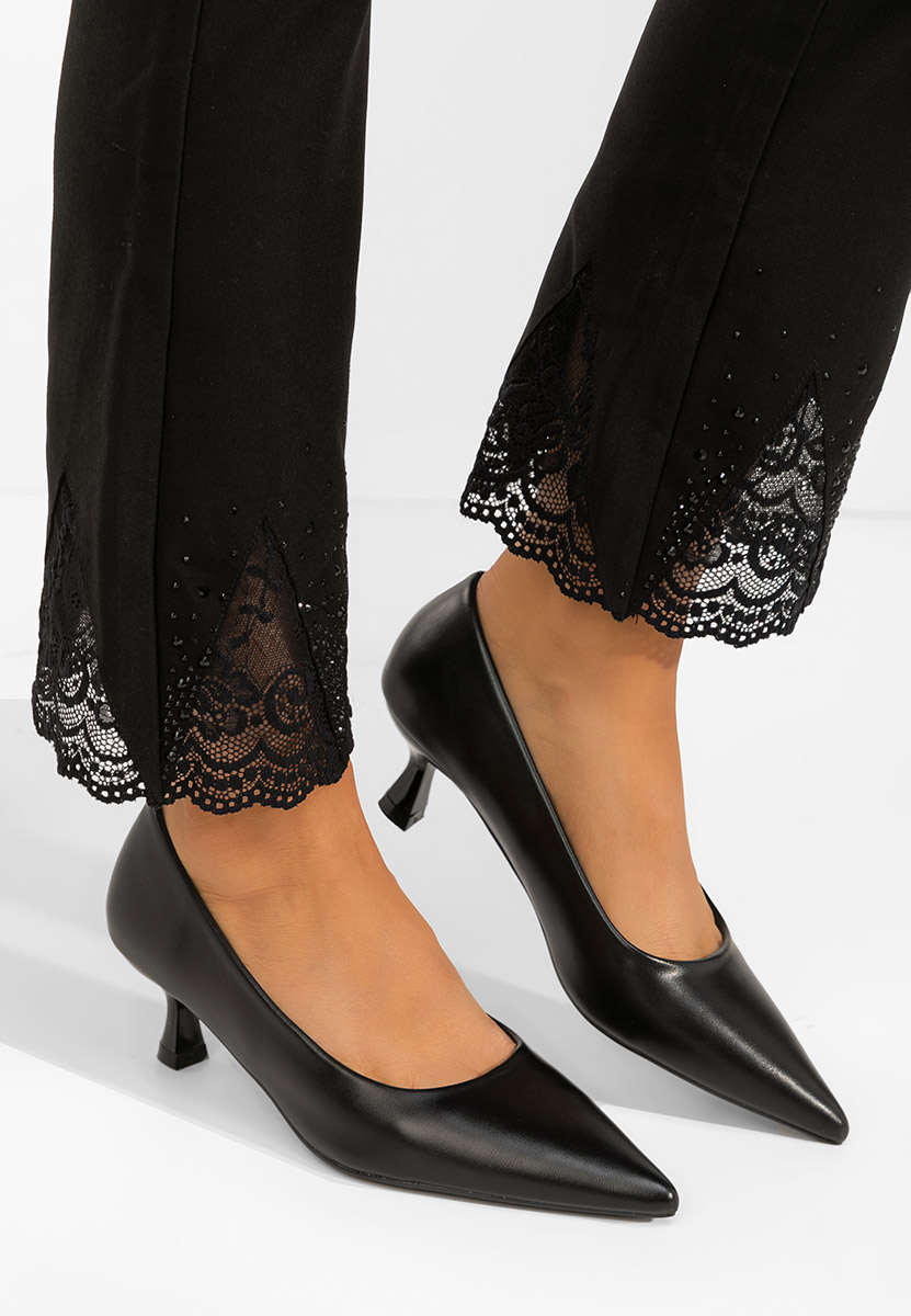 Limonkowe czółenka na niskim obcasie Gra negri