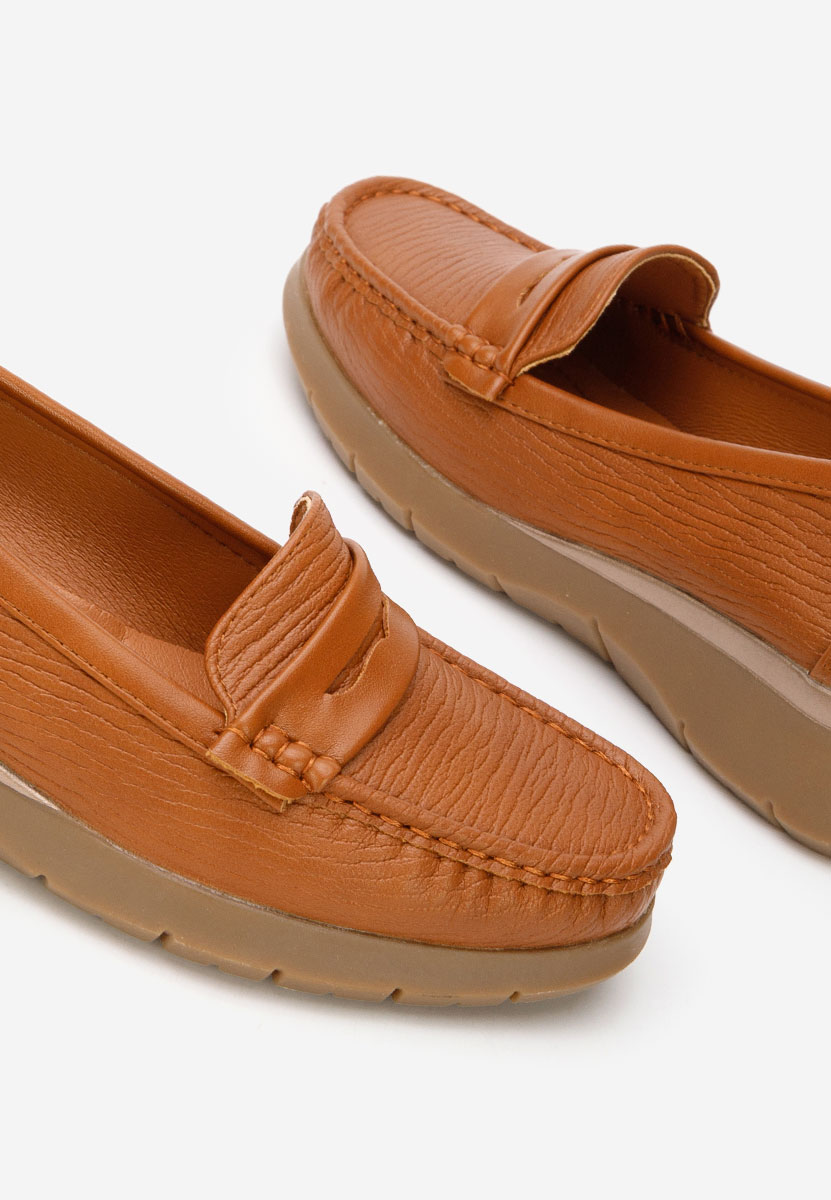 Camelowe mokasyny na platformie Ozina