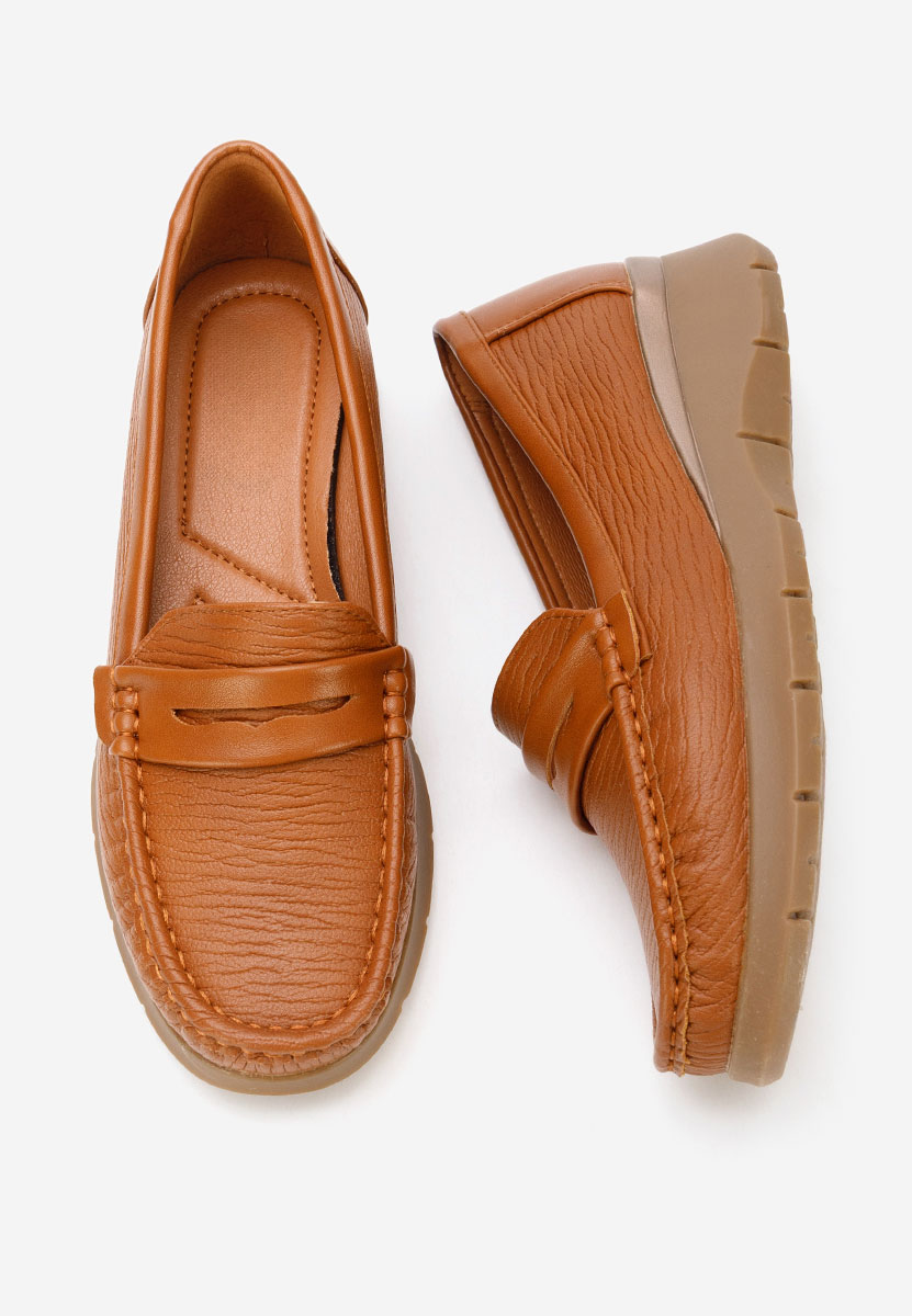 Camelowe mokasyny na platformie Ozina