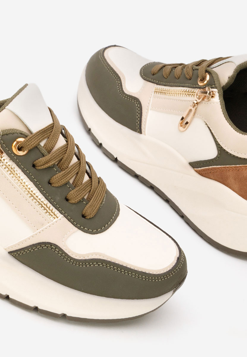 Zielone sneakersy na platformie Ziania