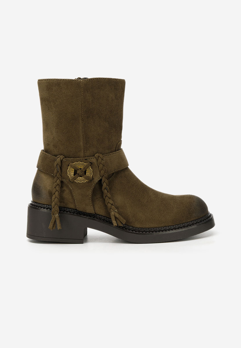 Zielone botki płaskie Alasika