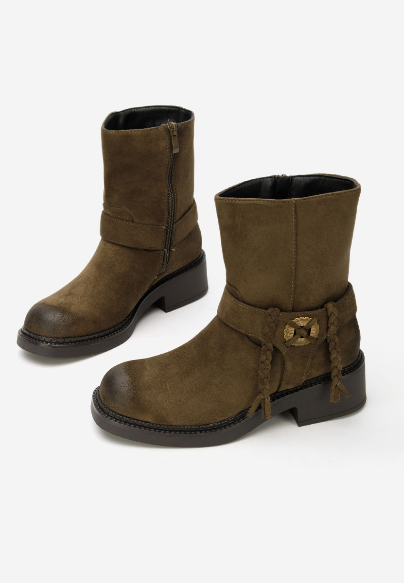 Zielone botki płaskie Alasika