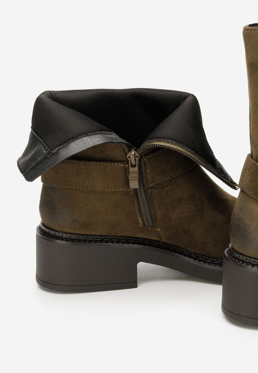 Zielone botki płaskie Alasika