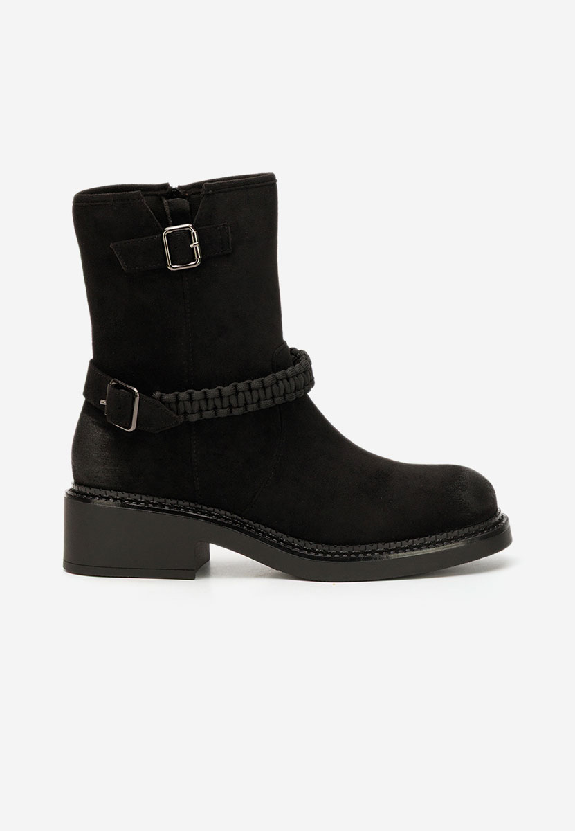 Czarne botki płaskie Sikada