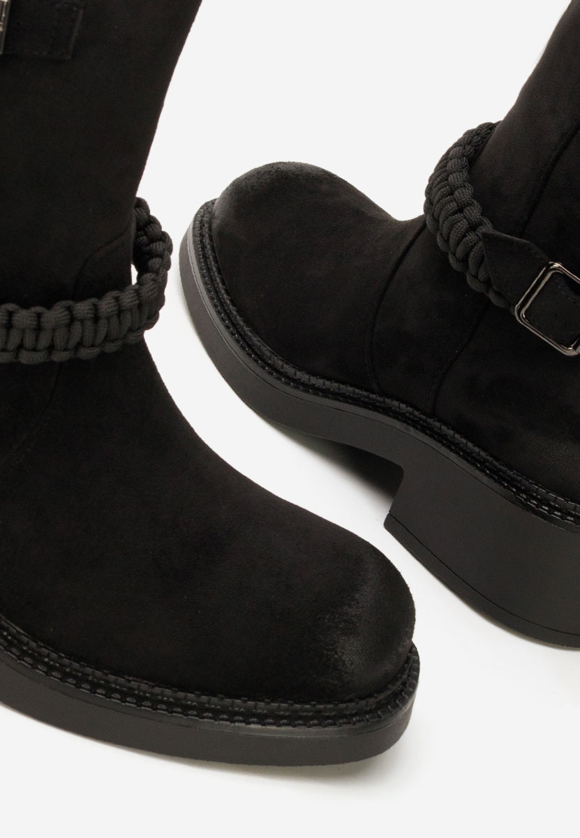 Czarne botki płaskie Sikada