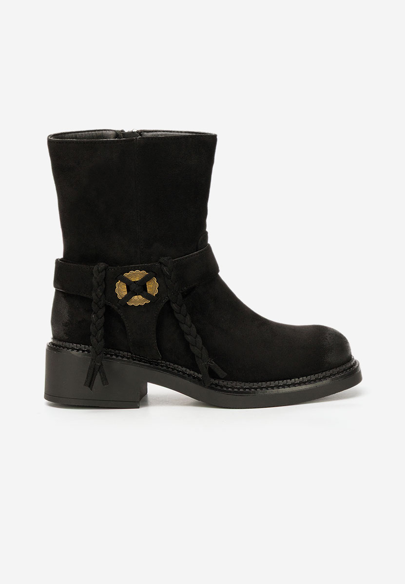 Czarne botki płaskie Alasika