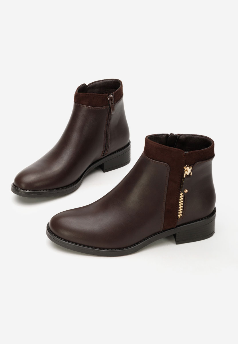 Brązowe botki płaskie Lanaki