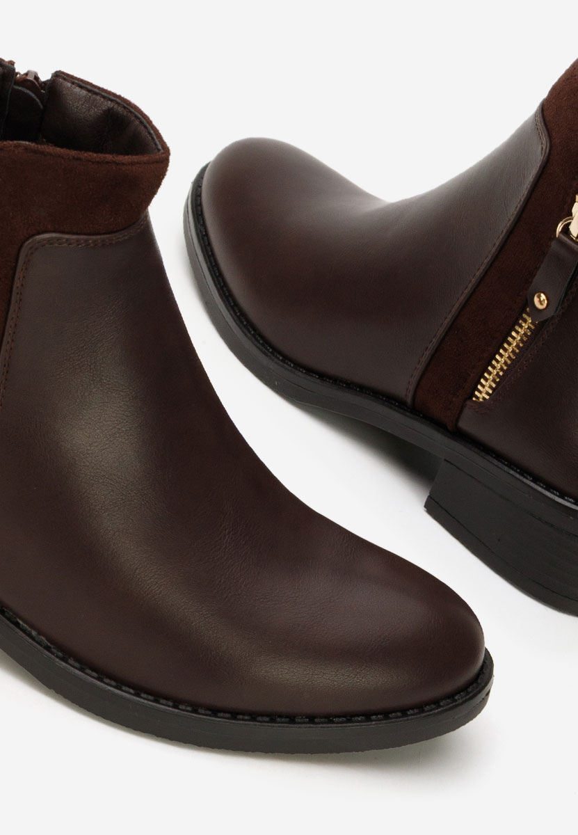 Brązowe botki płaskie Lanaki