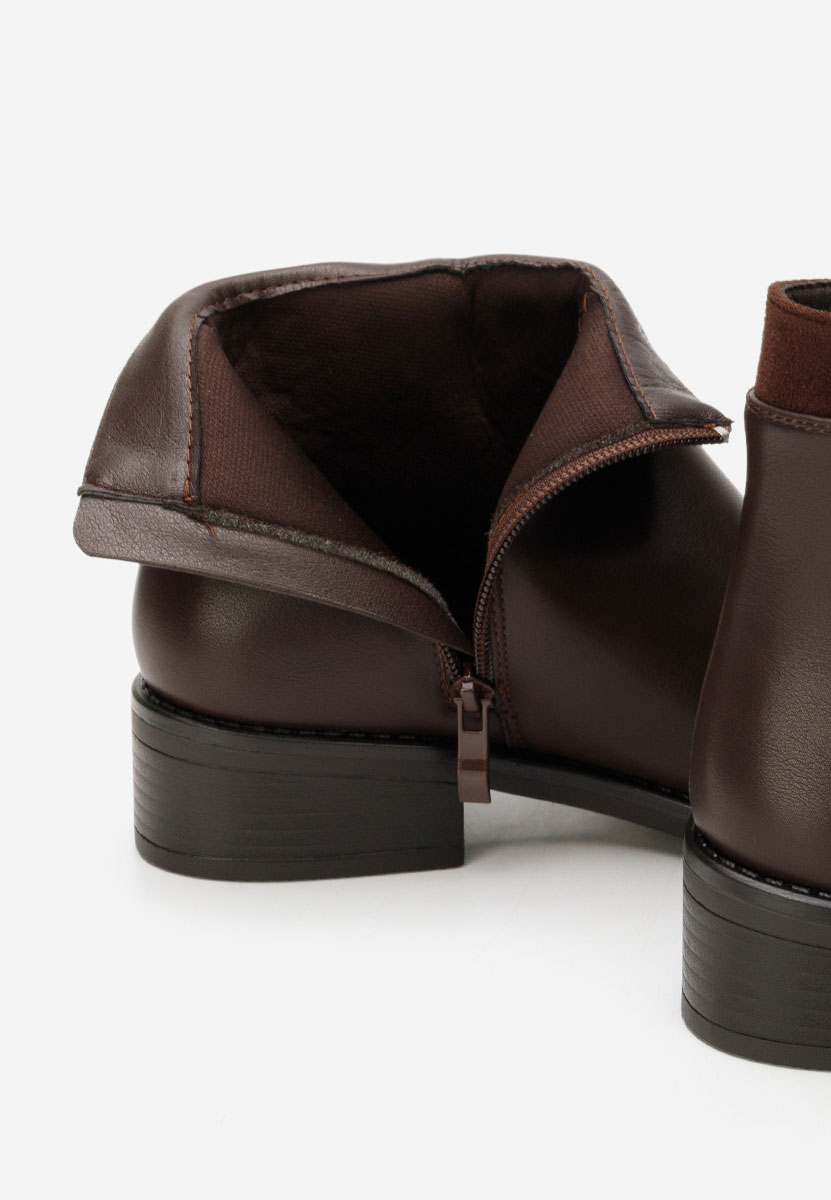 Brązowe botki płaskie Lanaki