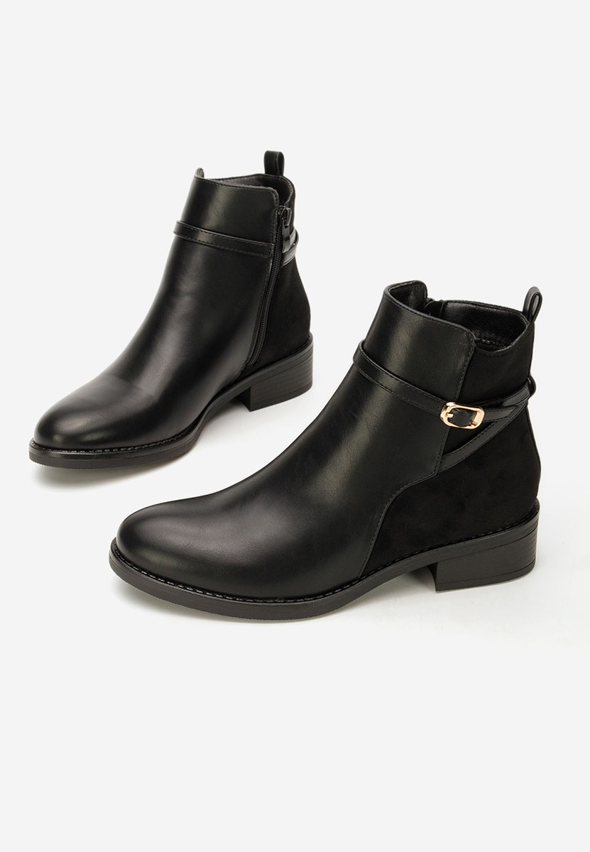 Czarne botki płaskie Riselora