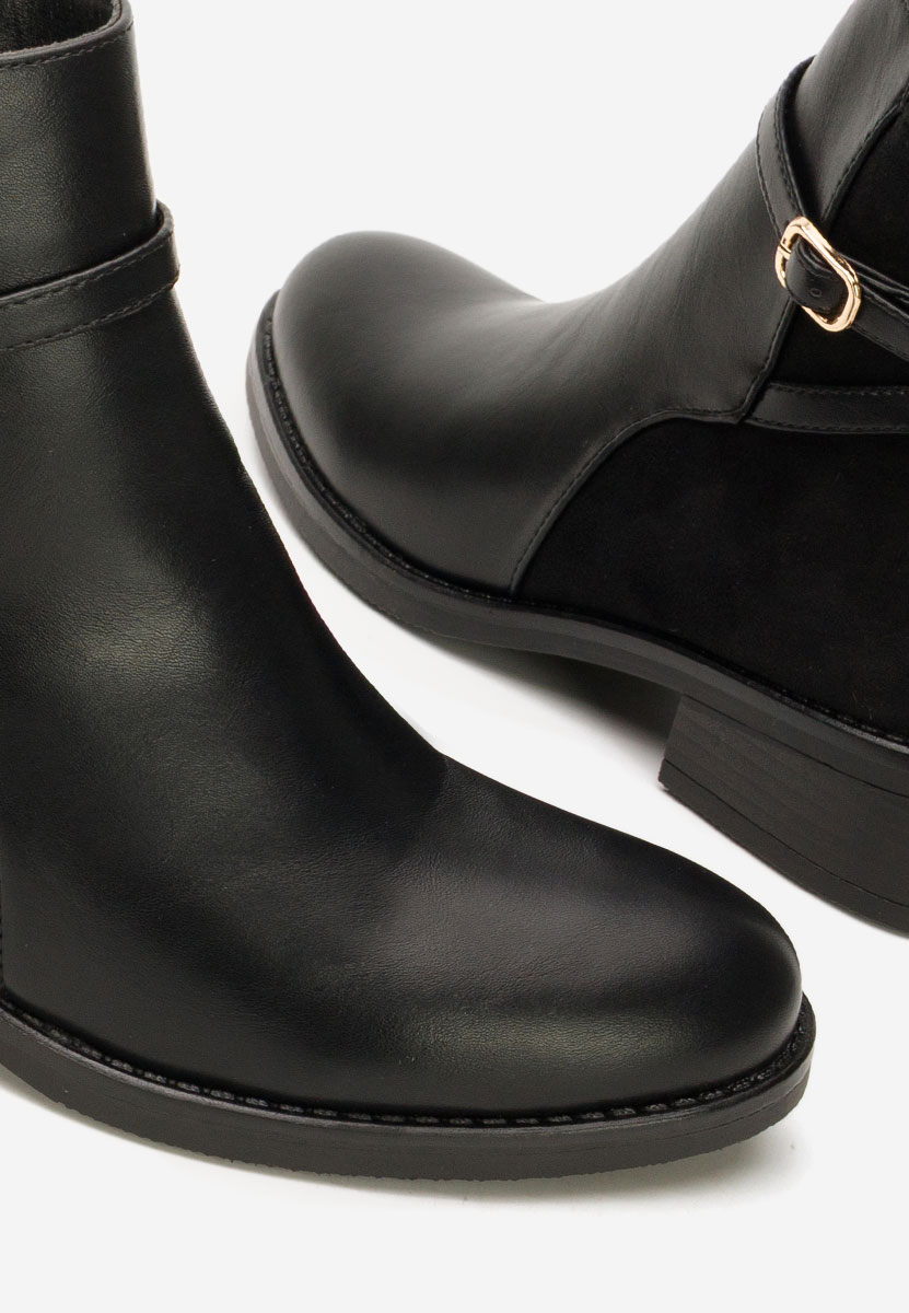 Czarne botki płaskie Riselora