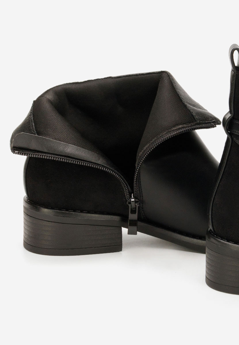 Czarne botki płaskie Riselora