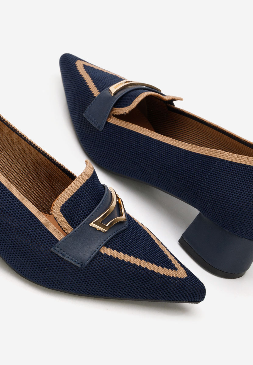 Granatowe czółenka na niskim obcasie Dianey