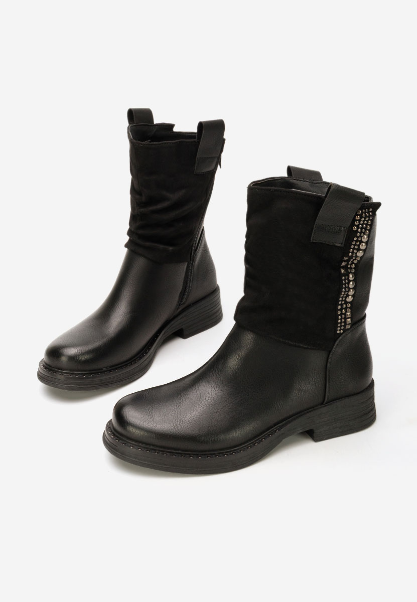 Czarne botki płaskie Kristela