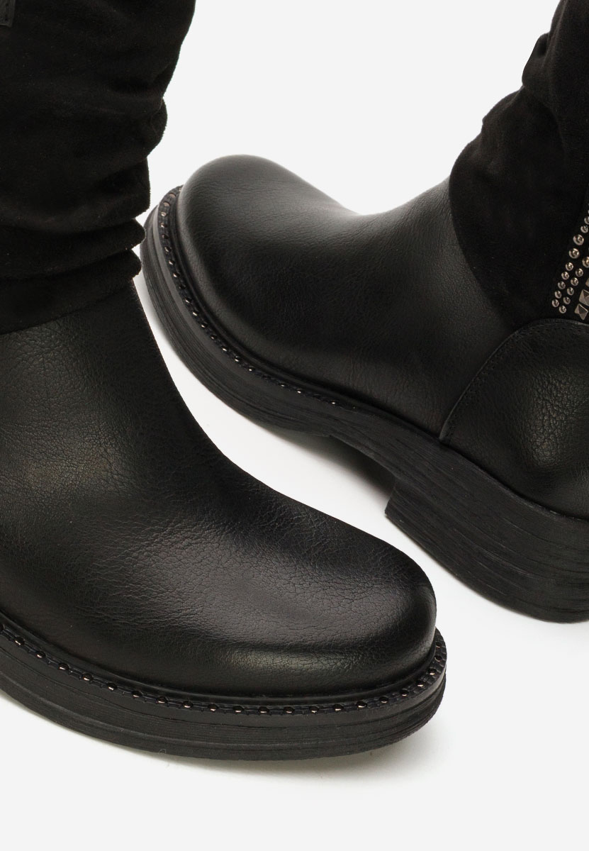 Czarne botki płaskie Kristela