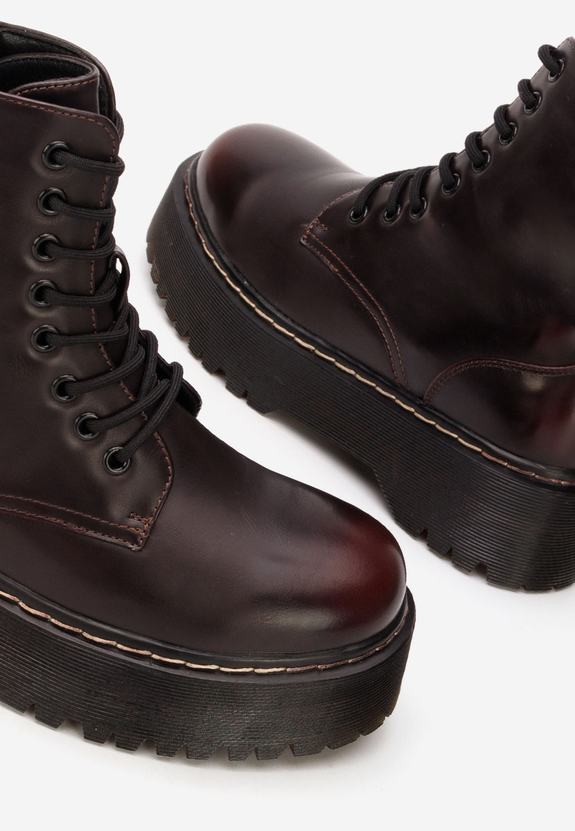 Bordowe workery damskie Martensa