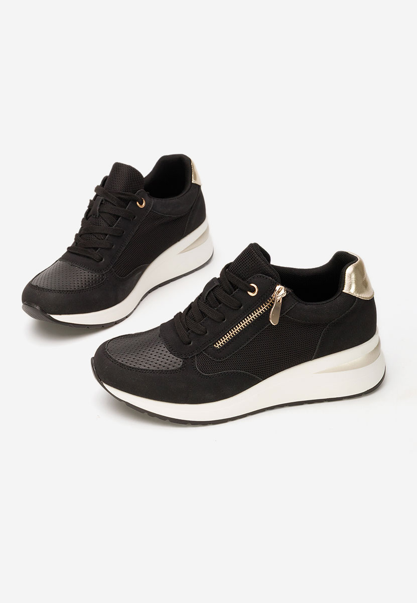 Czarne sneakersy na koturnie Floreia