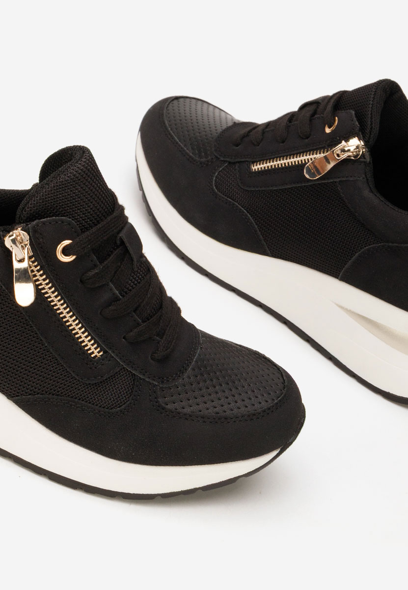 Czarne sneakersy na koturnie Floreia