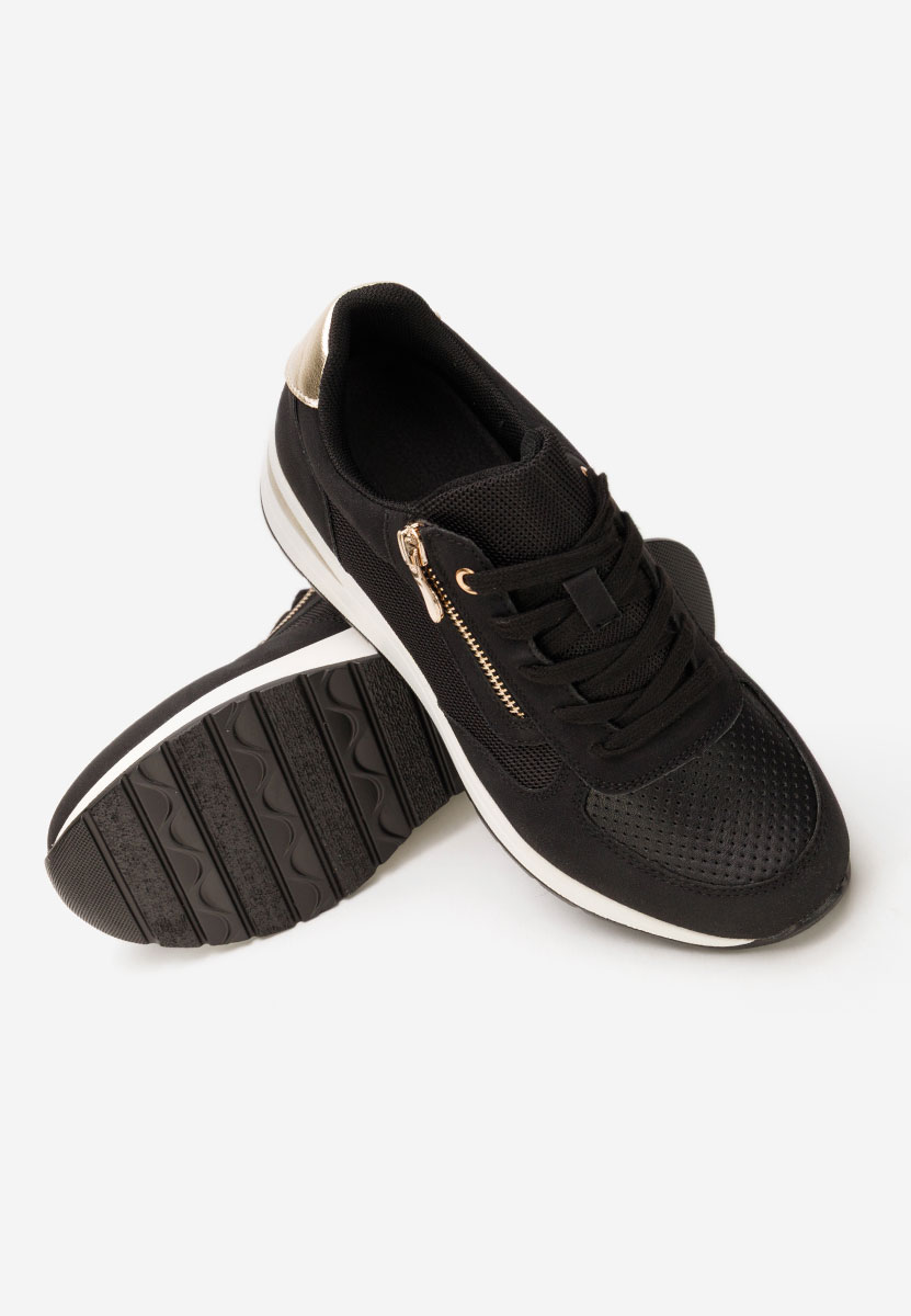 Czarne sneakersy na koturnie Floreia