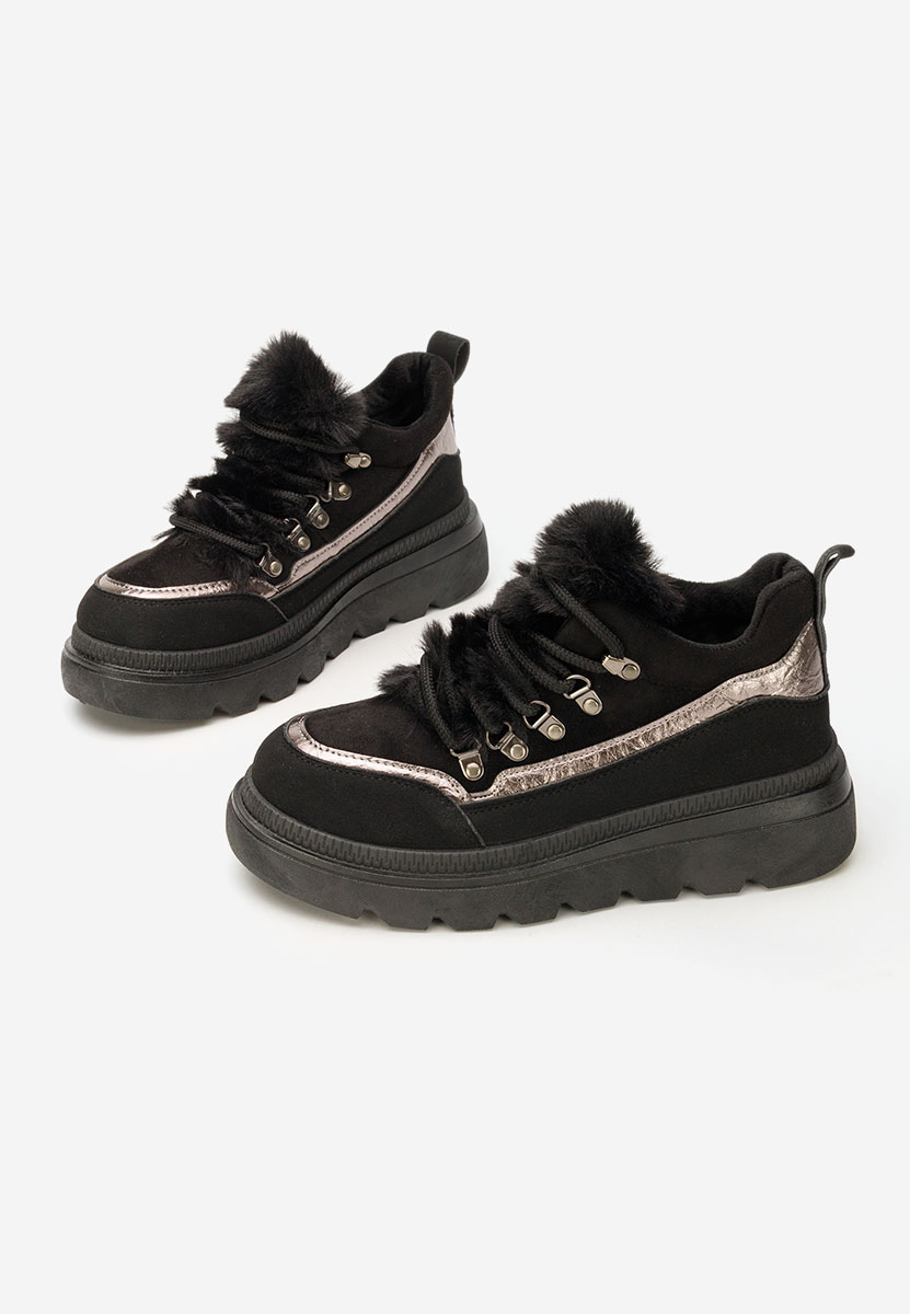 Czarne zimowe sneakersy damskie Clavira