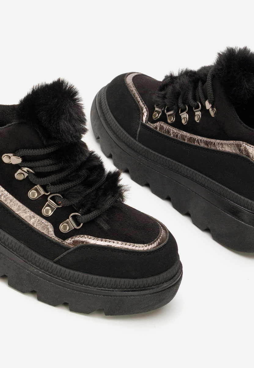 Czarne zimowe sneakersy damskie Clavira