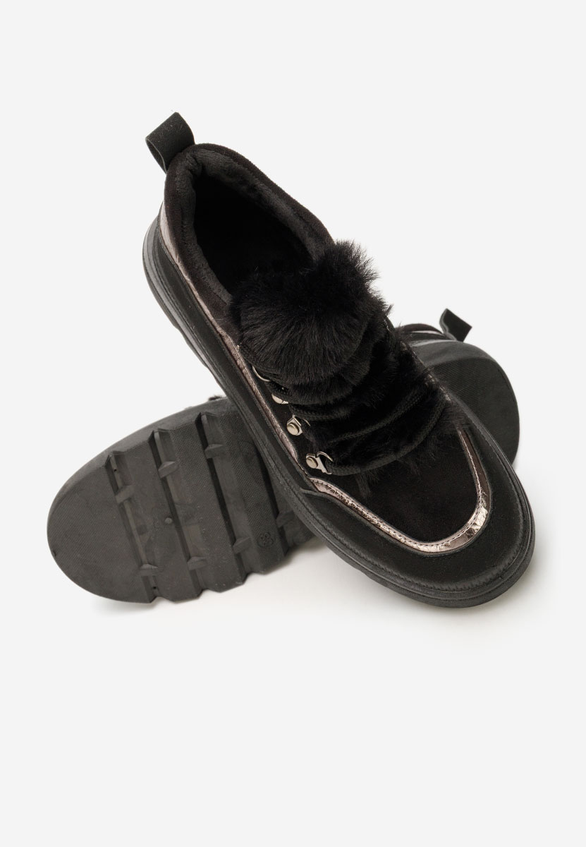 Czarne zimowe sneakersy damskie Clavira