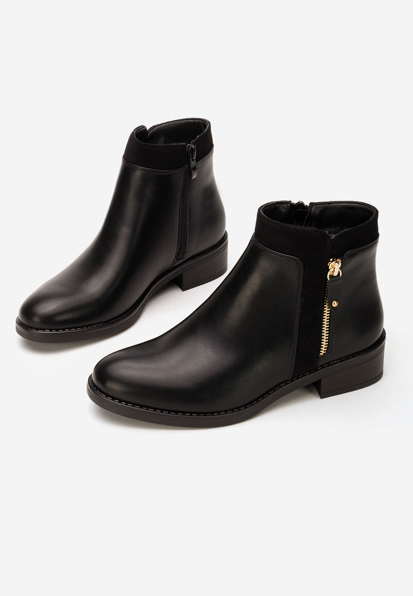 Czarne botki płaskie Lanaki