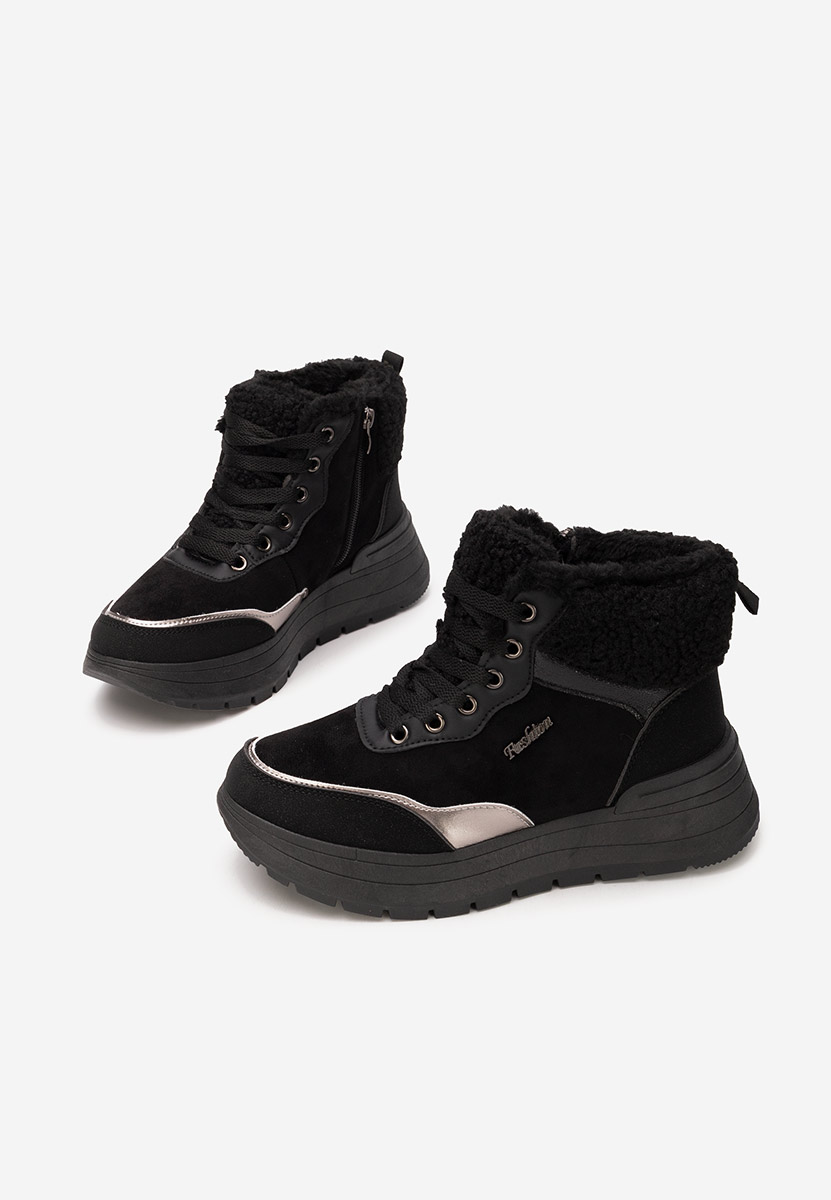 Czarne zimowe sneakersy damskie Lisaia