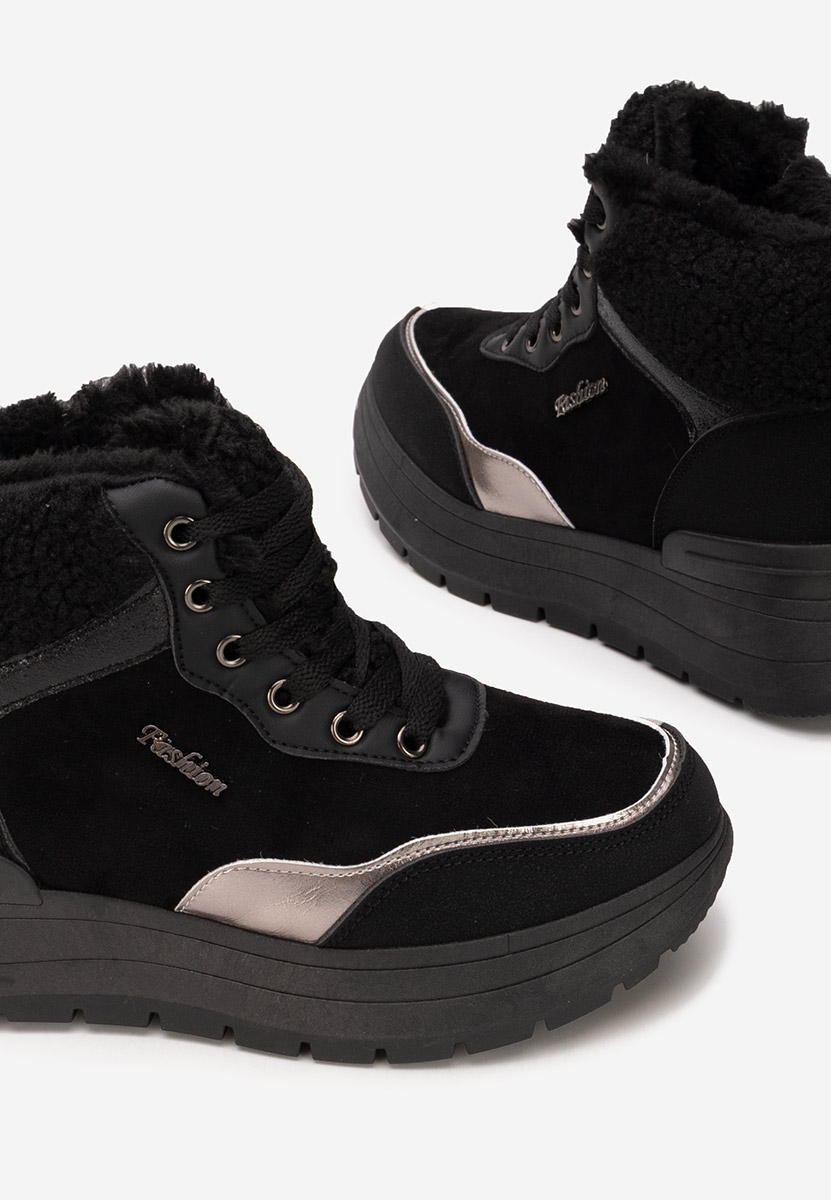 Czarne zimowe sneakersy damskie Lisaia