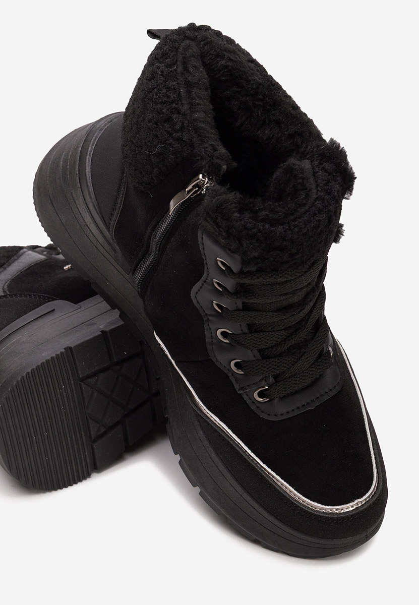 Czarne zimowe sneakersy damskie Lisaia