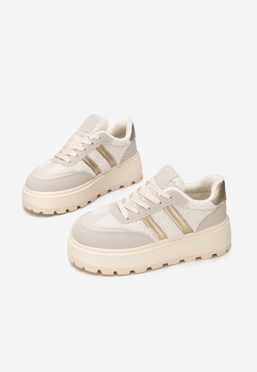 Beżowe sneakersy na platformie Janeia