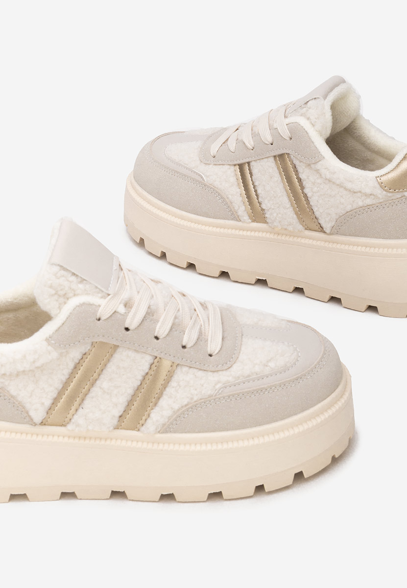 Beżowe sneakersy na platformie Janeia