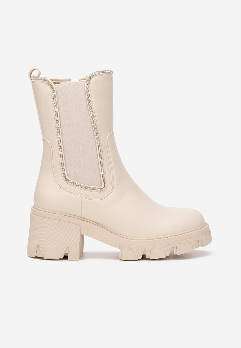 Beżowe botki na słupku Justine