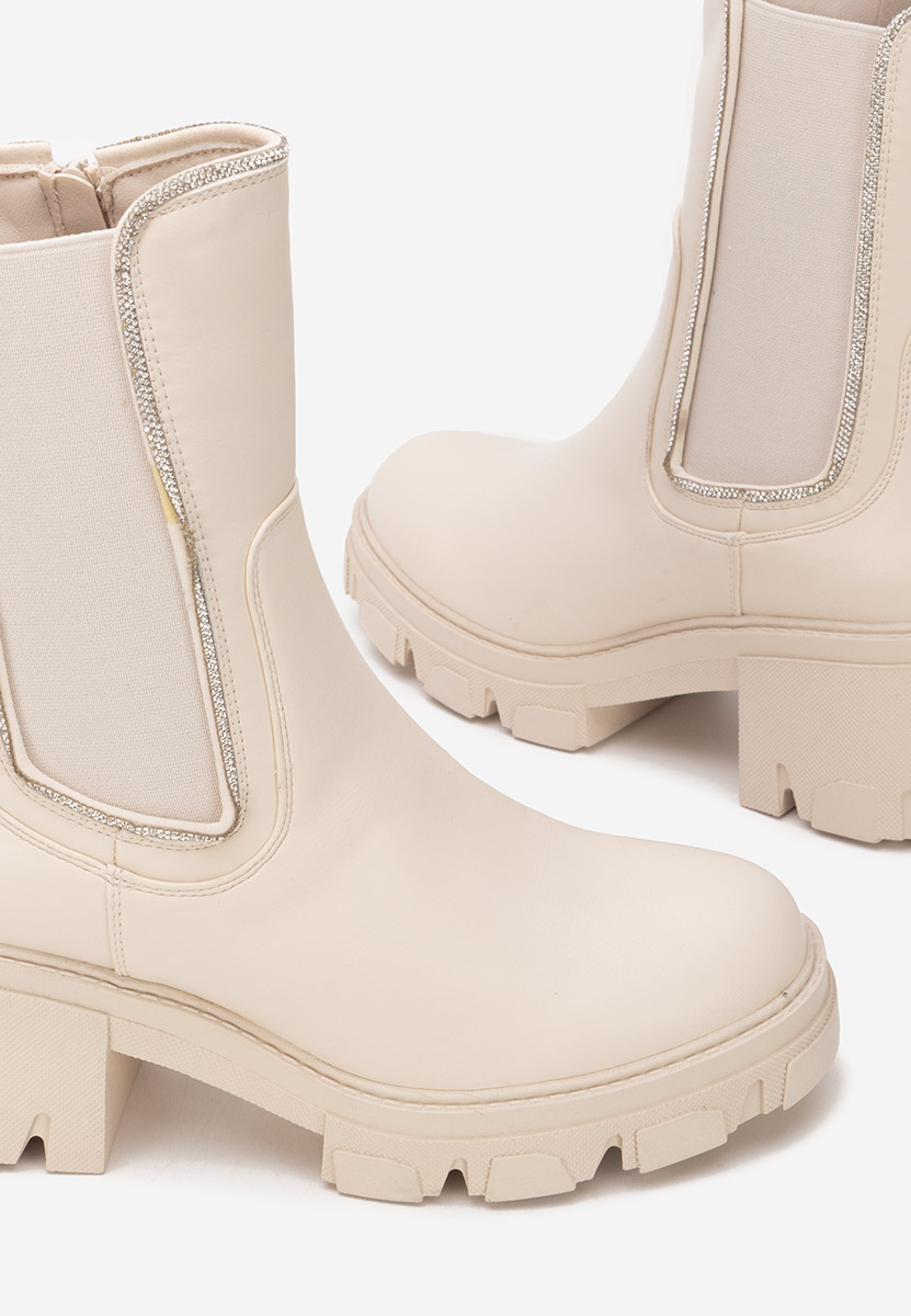 Beżowe botki na słupku Justine