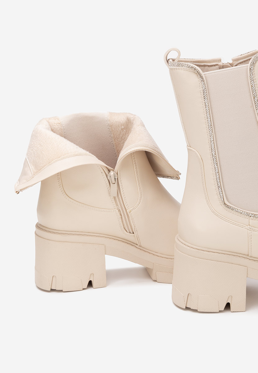 Beżowe botki na słupku Justine
