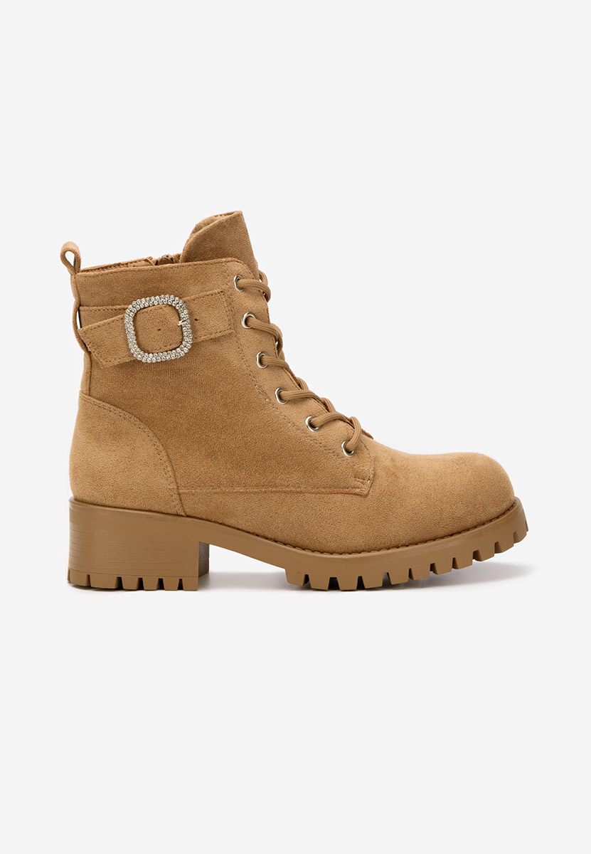 Camelowe botki płaskie Garneta