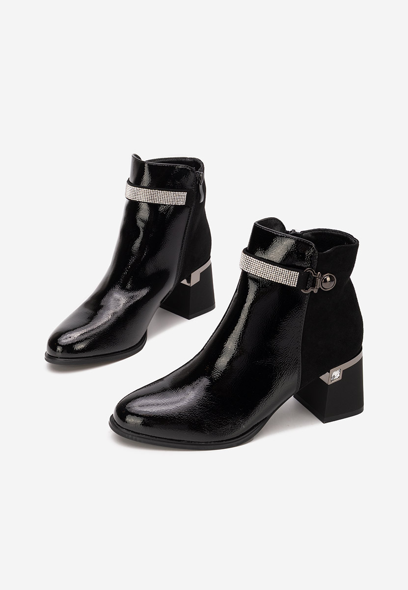 Czarne botki na obcasie Grasiela