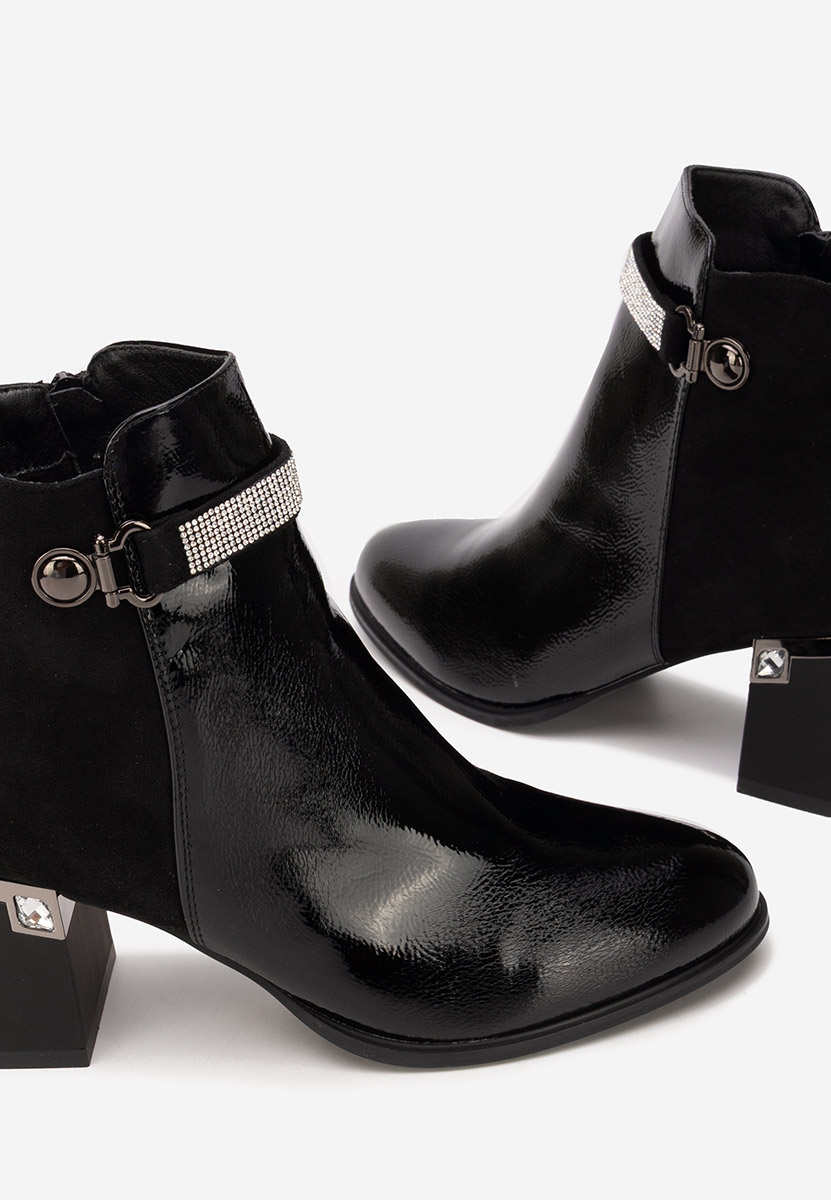 Czarne botki na obcasie Grasiela