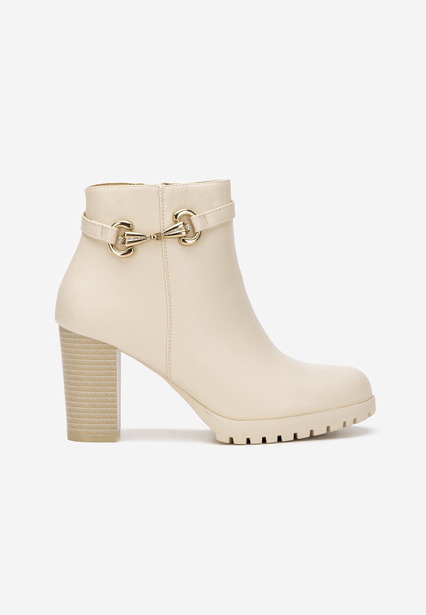Beżowe botki na słupku Nesia