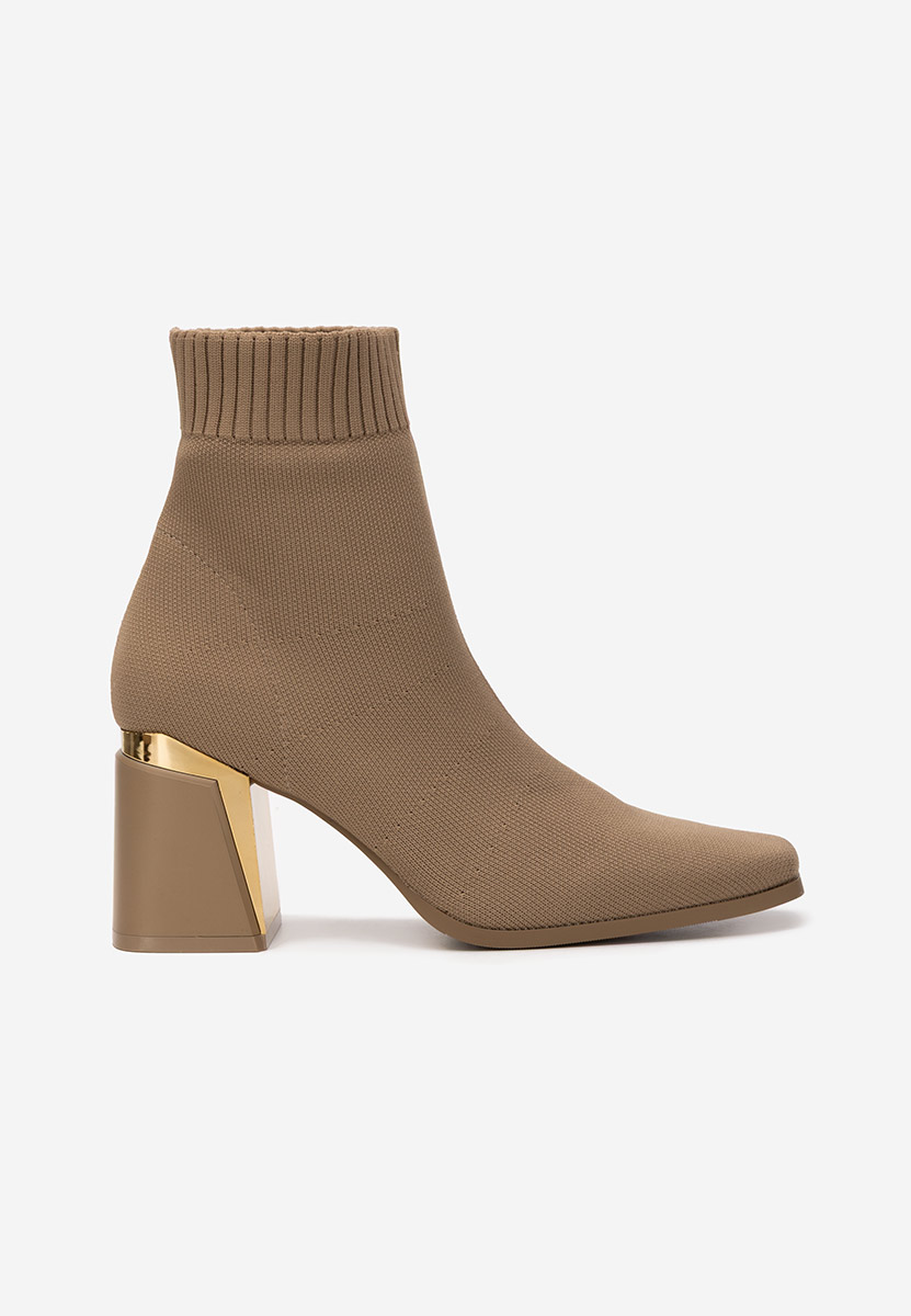 Khaki botki skarpetkowe Mirelina