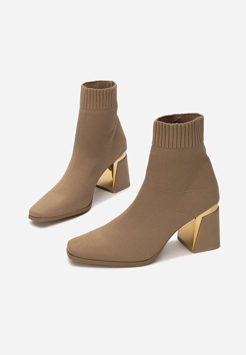 Khaki botki skarpetkowe Mirelina