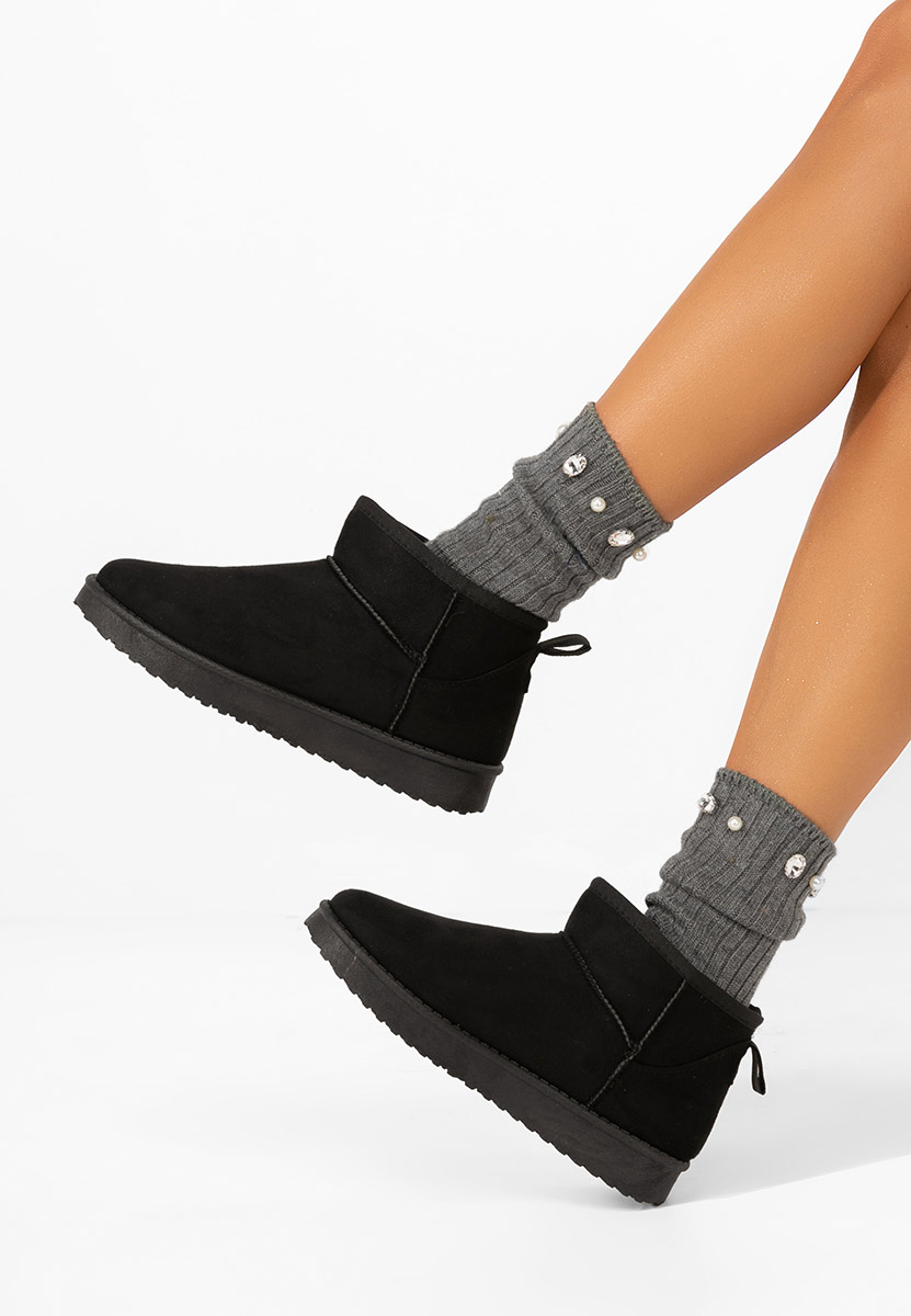 Czarne botki damskie ocieplane Andora V2