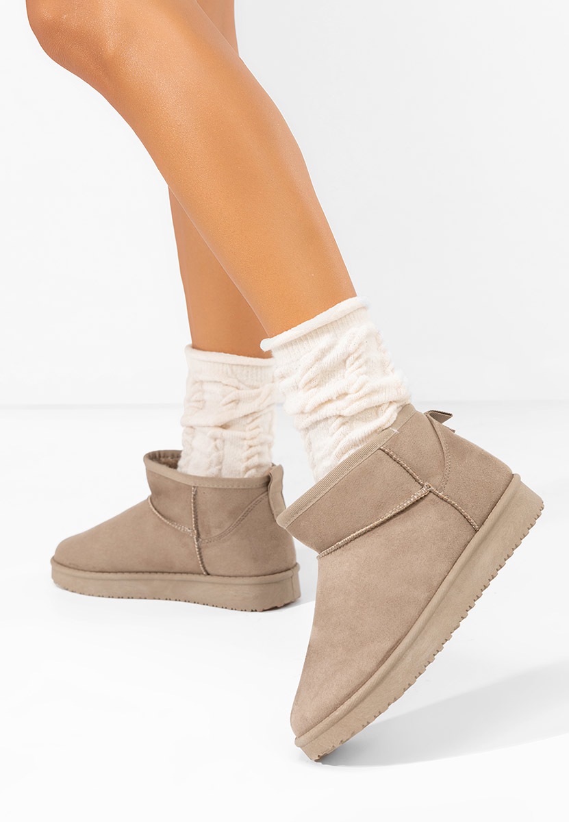 Khaki botki damskie ocieplane Andora