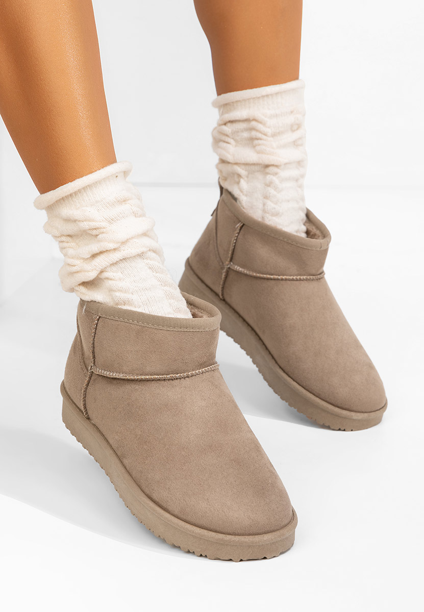 Khaki botki damskie ocieplane Andora