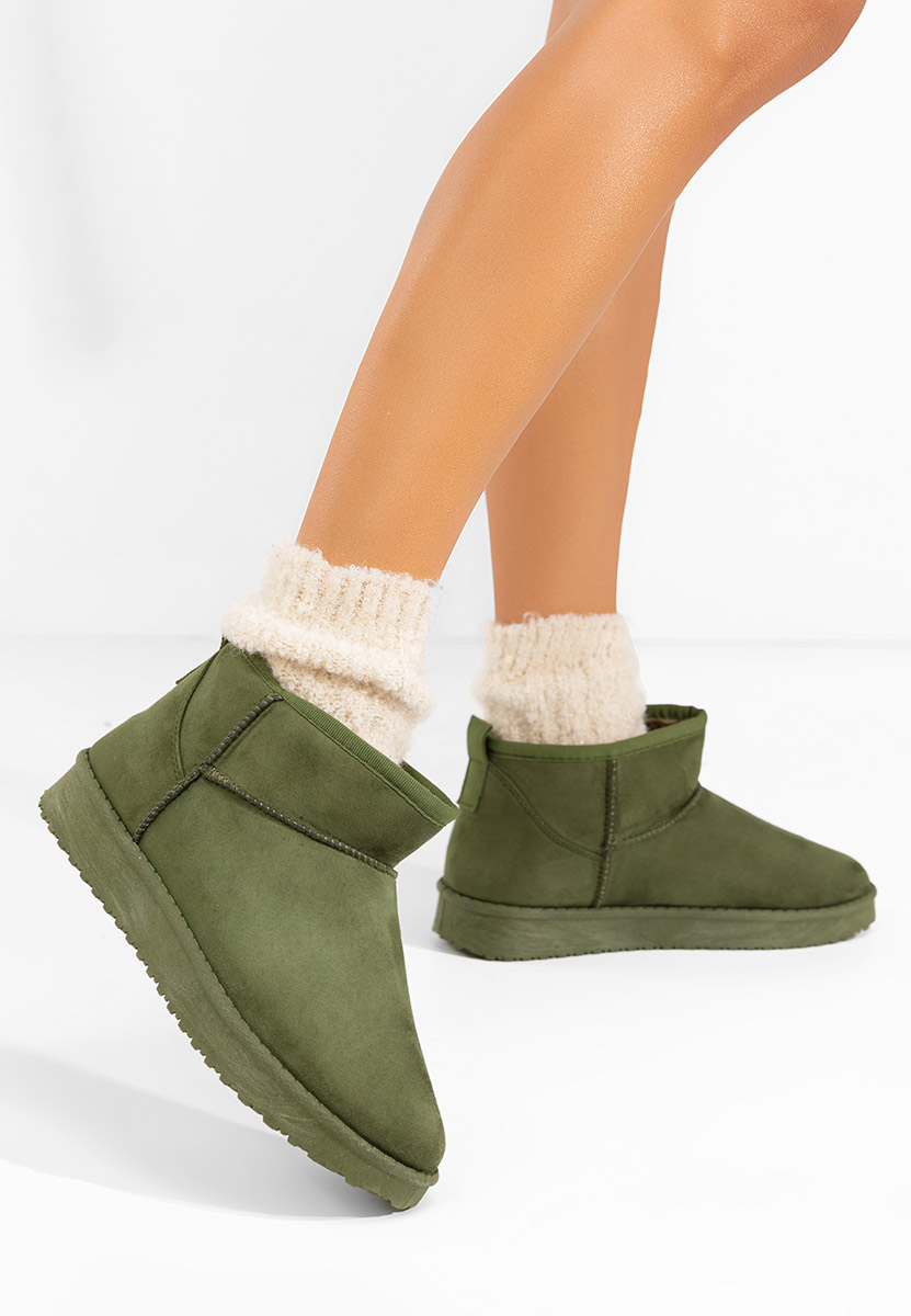 Zielone botki damskie ocieplane Andora